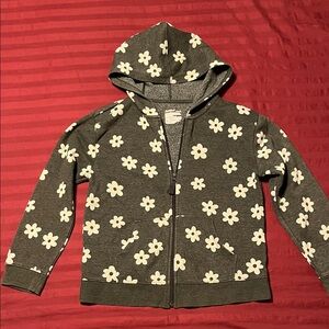 Cat&Jack Girls' Size L Charcoal Gray Floral Zip Hoodie